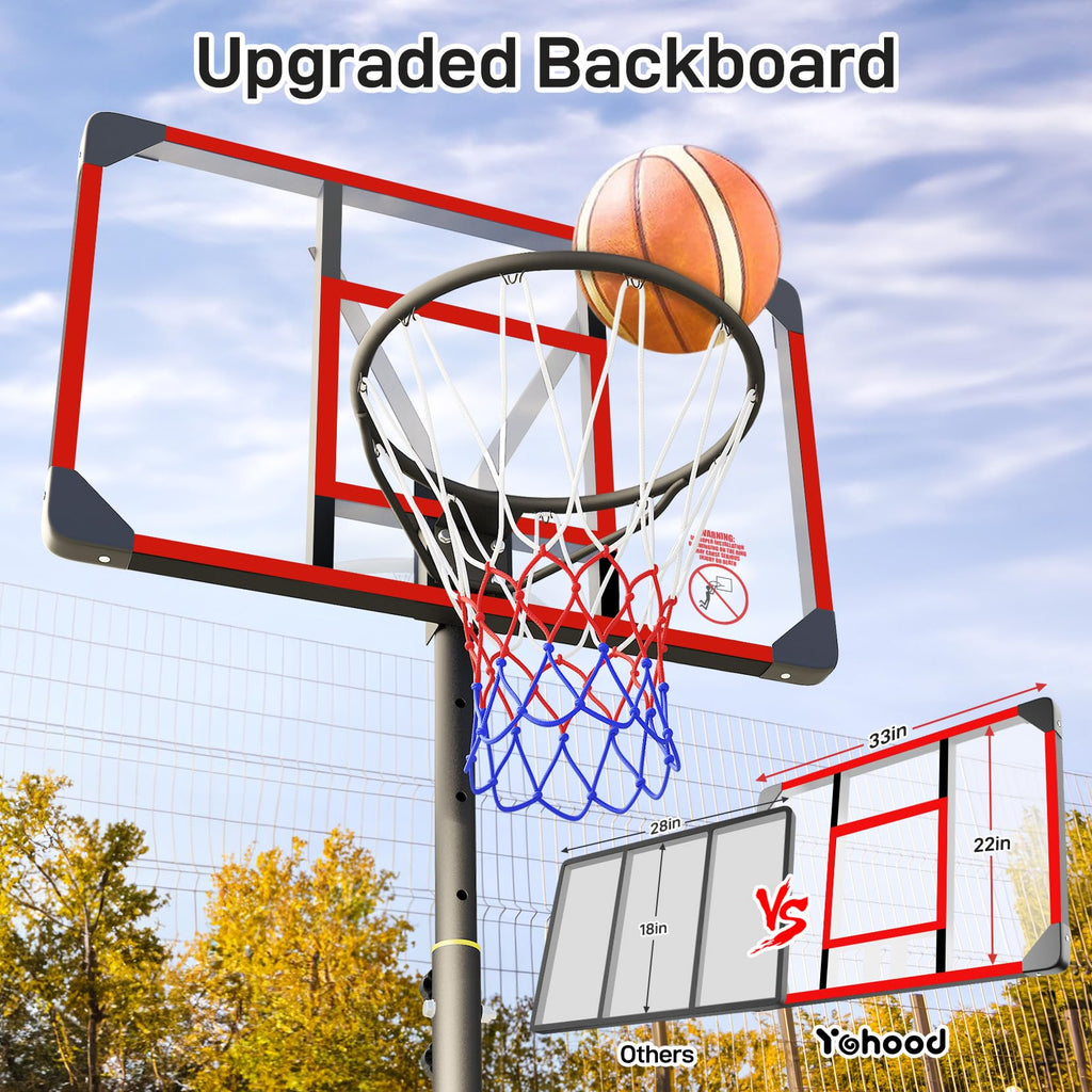 Kids Basketball Hoop Outdoor 4.82-8.53ft Adjustable, Portable Basketball Hoops & Goals for Kids/Teenagers/Youth in Backyard/Driveway/Indoor, with Enlarged Base and PC Backboard