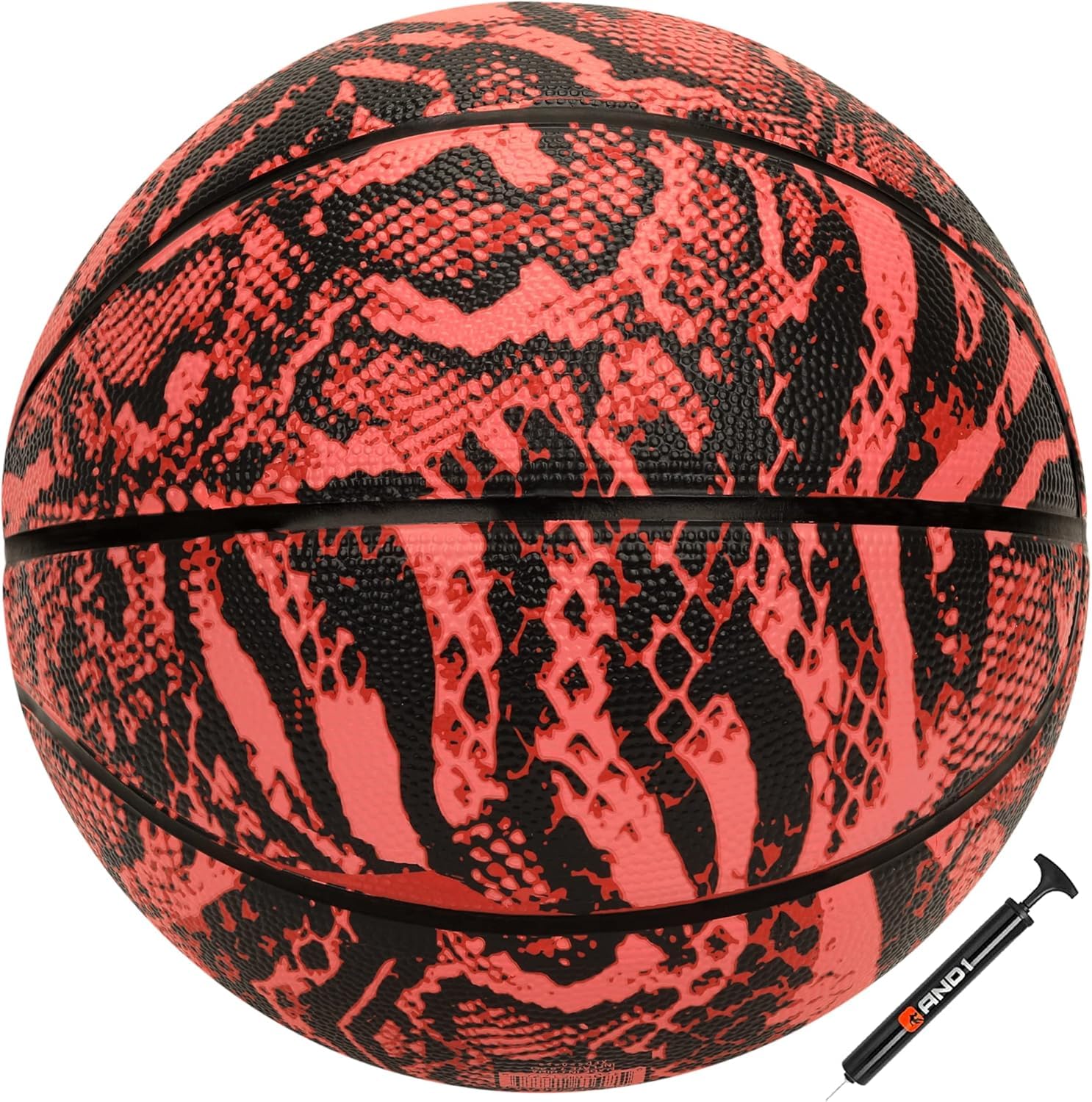 AND1 Chaos Basketball: Official Regulation Size 7 (29.5 inches) Rubber - Deep Channel Construction Streetball, Made for Indoor Outdoor Basketball Game