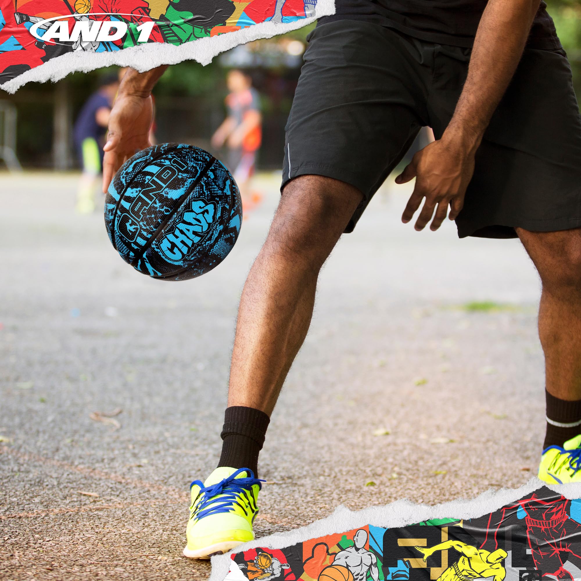 AND1 Chaos Basketball: Official Regulation Size 7 (29.5 inches) Rubber - Deep Channel Construction Streetball, Made for Indoor Outdoor Basketball Game