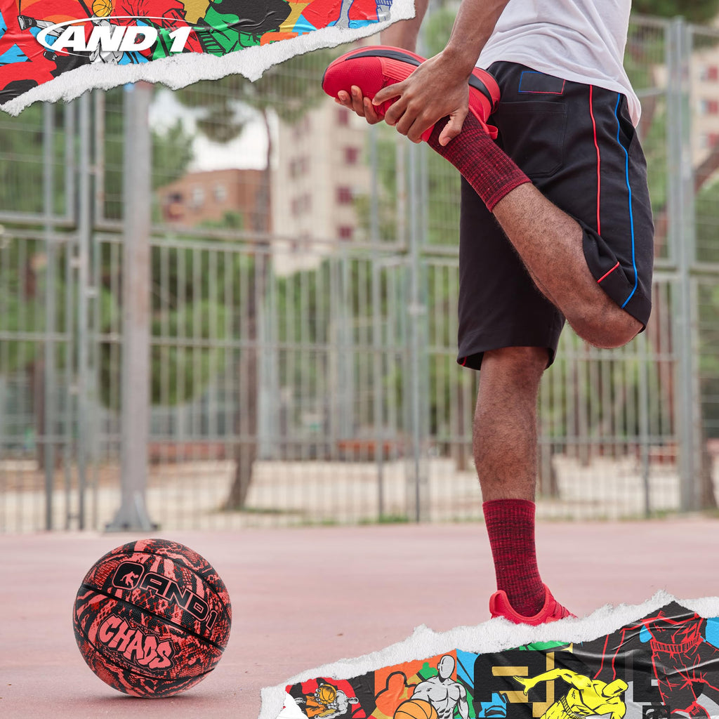 AND1 Chaos Basketball: Official Regulation Size 7 (29.5 inches) Rubber - Deep Channel Construction Streetball, Made for Indoor Outdoor Basketball Game