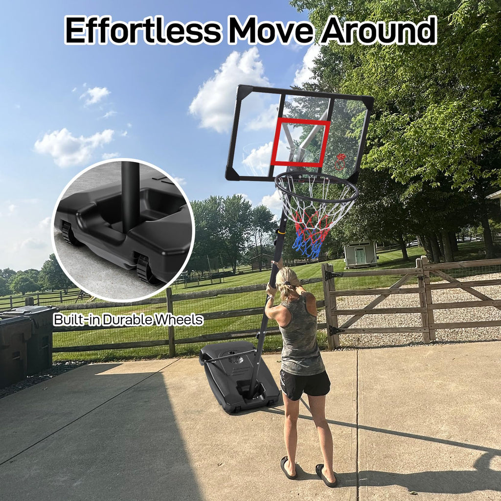 Kids Basketball Hoop Outdoor 4.82-8.53ft Adjustable, Portable Basketball Hoops & Goals for Kids/Teenagers/Youth in Backyard/Driveway/Indoor, with Enlarged Base and PC Backboard