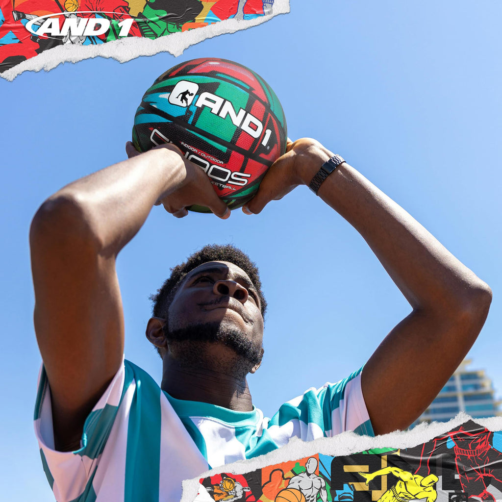 AND1 Chaos Basketball: Official Regulation Size 7 (29.5 inches) Rubber - Deep Channel Construction Streetball, Made for Indoor Outdoor Basketball Game