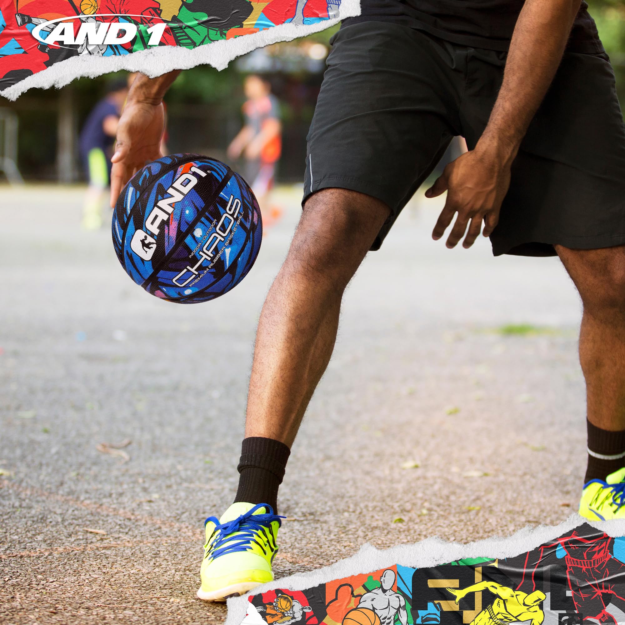 AND1 Chaos Basketball: Official Regulation Size 7 (29.5 inches) Rubber - Deep Channel Construction Streetball, Made for Indoor Outdoor Basketball Game