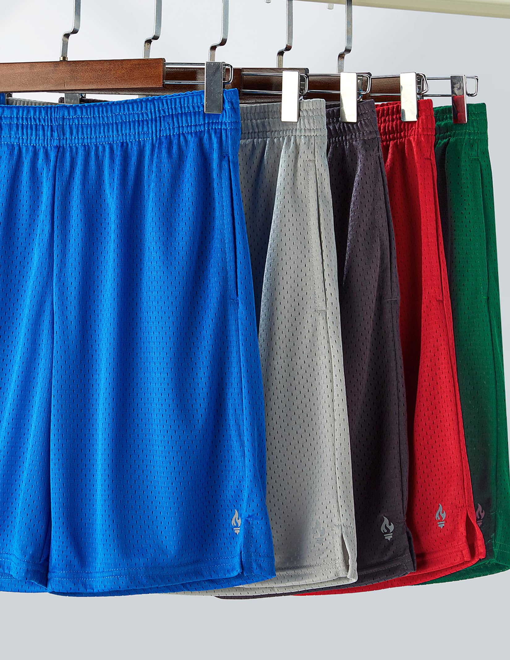 5 Pack Boys Athletic Shorts Mesh Basketball Youth Apparel Kids Sports Active Gear with Pockets