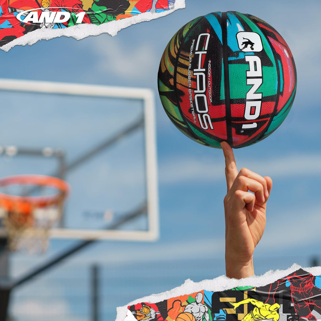 AND1 Chaos Basketball: Official Regulation Size 7 (29.5 inches) Rubber - Deep Channel Construction Streetball, Made for Indoor Outdoor Basketball Game