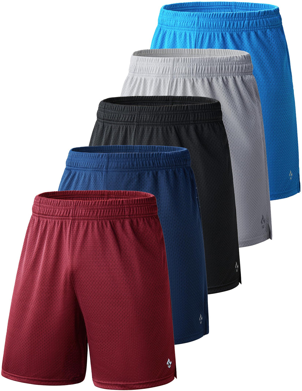 5 Pack Boys Athletic Shorts Mesh Basketball Youth Apparel Kids Sports Active Gear with Pockets