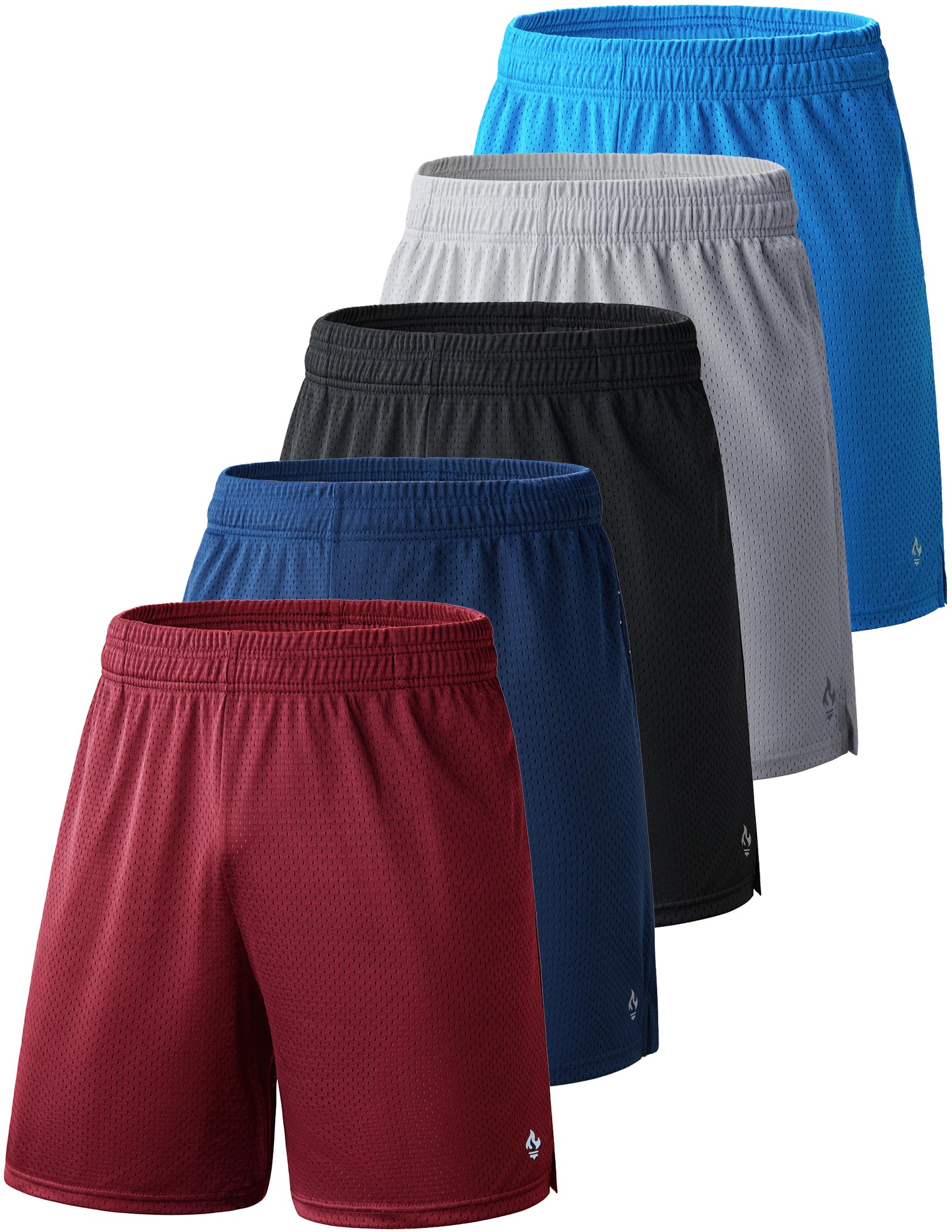 5 Pack Boys Athletic Shorts Mesh Basketball Youth Apparel Kids Sports Active Gear with Pockets