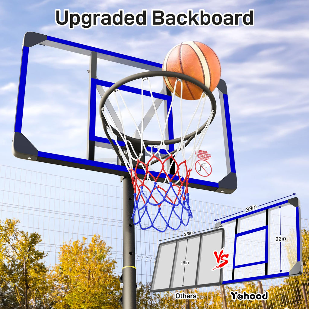 Kids Basketball Hoop Outdoor 4.82-8.53ft Adjustable, Portable Basketball Hoops & Goals for Kids/Teenagers/Youth in Backyard/Driveway/Indoor, with Enlarged Base and PC Backboard