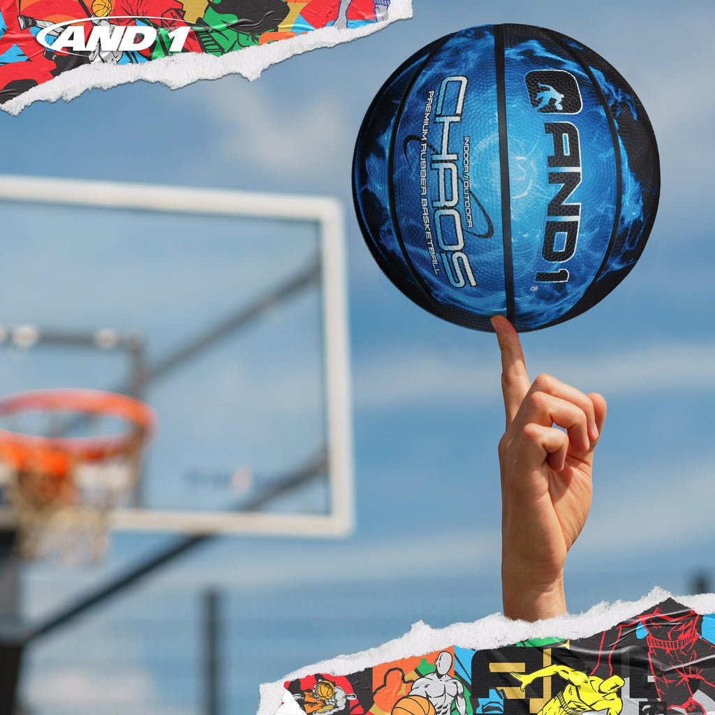 AND1 Chaos Basketball: Official Regulation Size 7 (29.5 inches) Rubber - Deep Channel Construction Streetball, Made for Indoor Outdoor Basketball Game