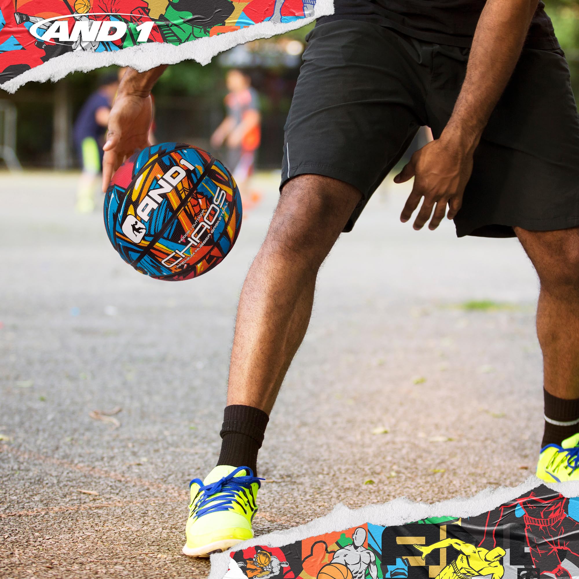 AND1 Chaos Basketball: Official Regulation Size 7 (29.5 inches) Rubber - Deep Channel Construction Streetball, Made for Indoor Outdoor Basketball Game