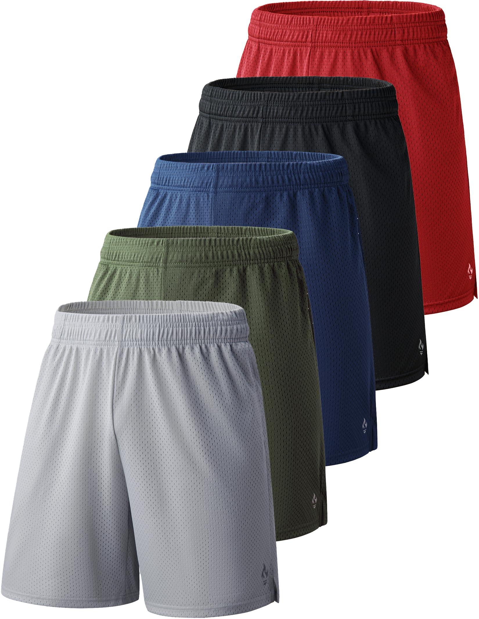 5 Pack Boys Athletic Shorts Mesh Basketball Youth Apparel Kids Sports Active Gear with Pockets