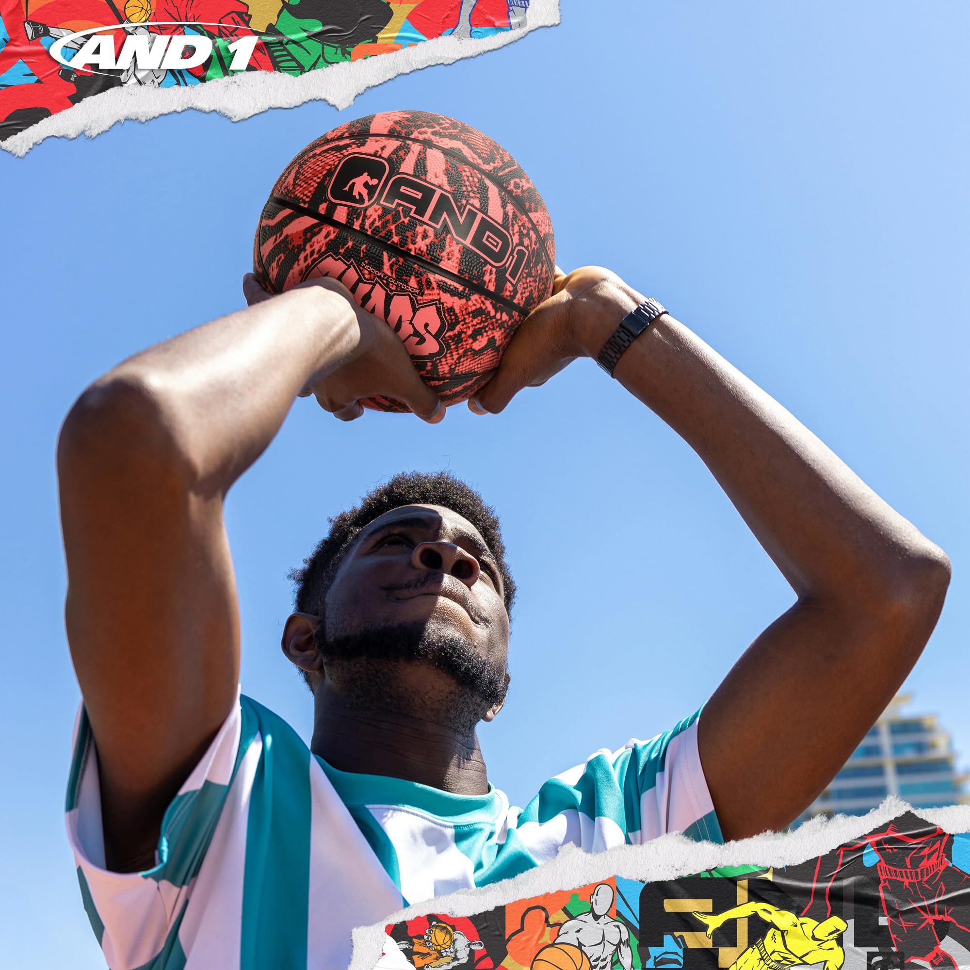 AND1 Chaos Basketball: Official Regulation Size 7 (29.5 inches) Rubber - Deep Channel Construction Streetball, Made for Indoor Outdoor Basketball Game