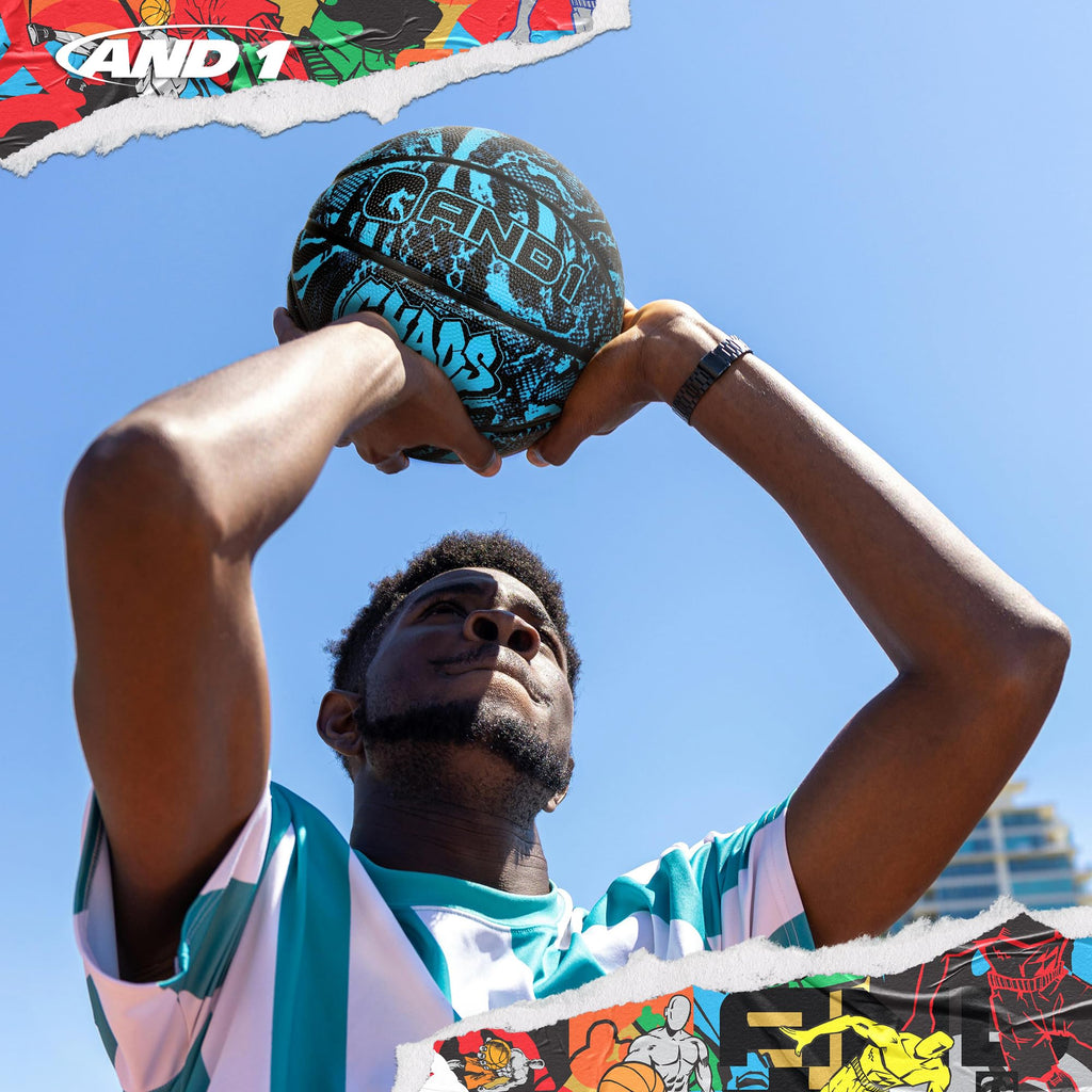 AND1 Chaos Basketball: Official Regulation Size 7 (29.5 inches) Rubber - Deep Channel Construction Streetball, Made for Indoor Outdoor Basketball Game