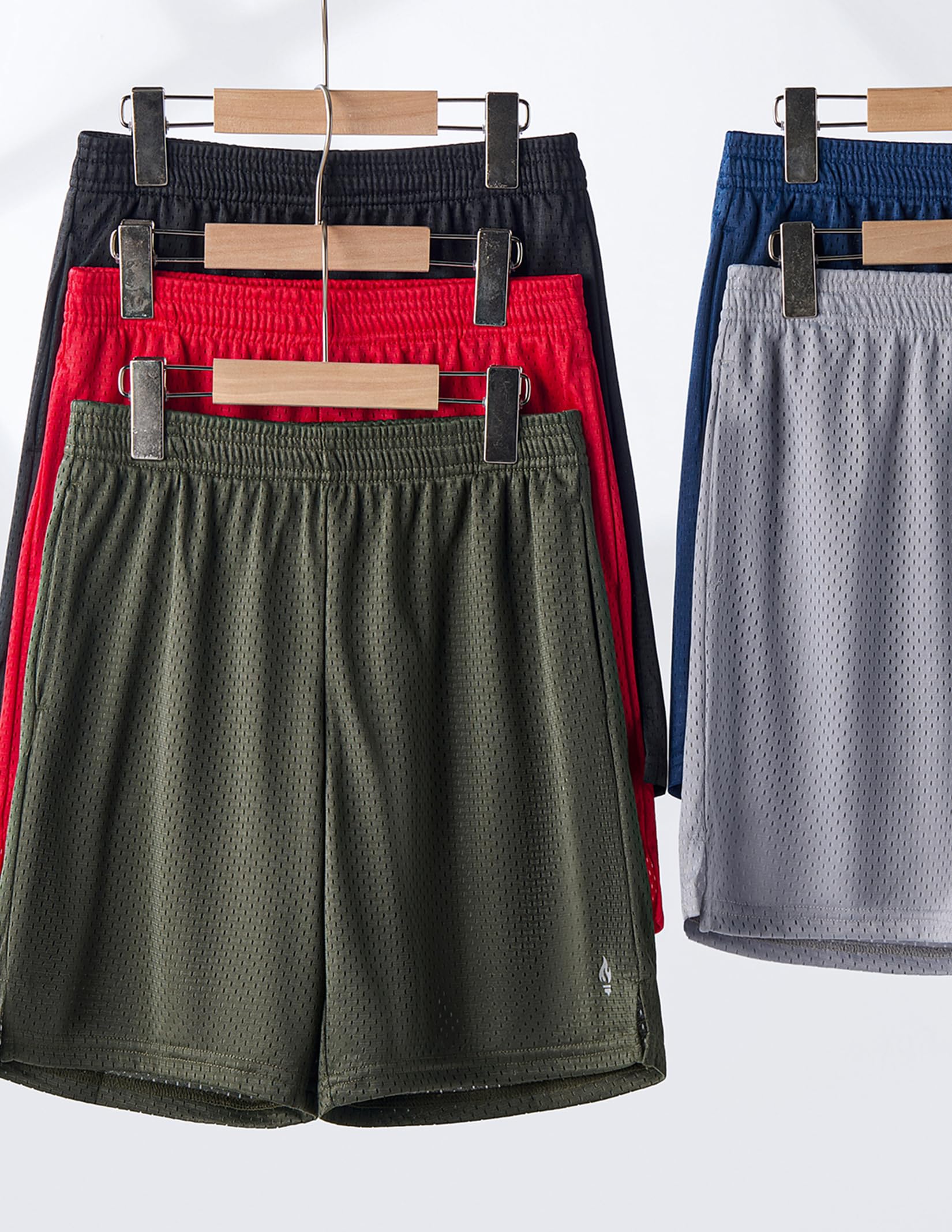 5 Pack Boys Athletic Shorts Mesh Basketball Youth Apparel Kids Sports Active Gear with Pockets