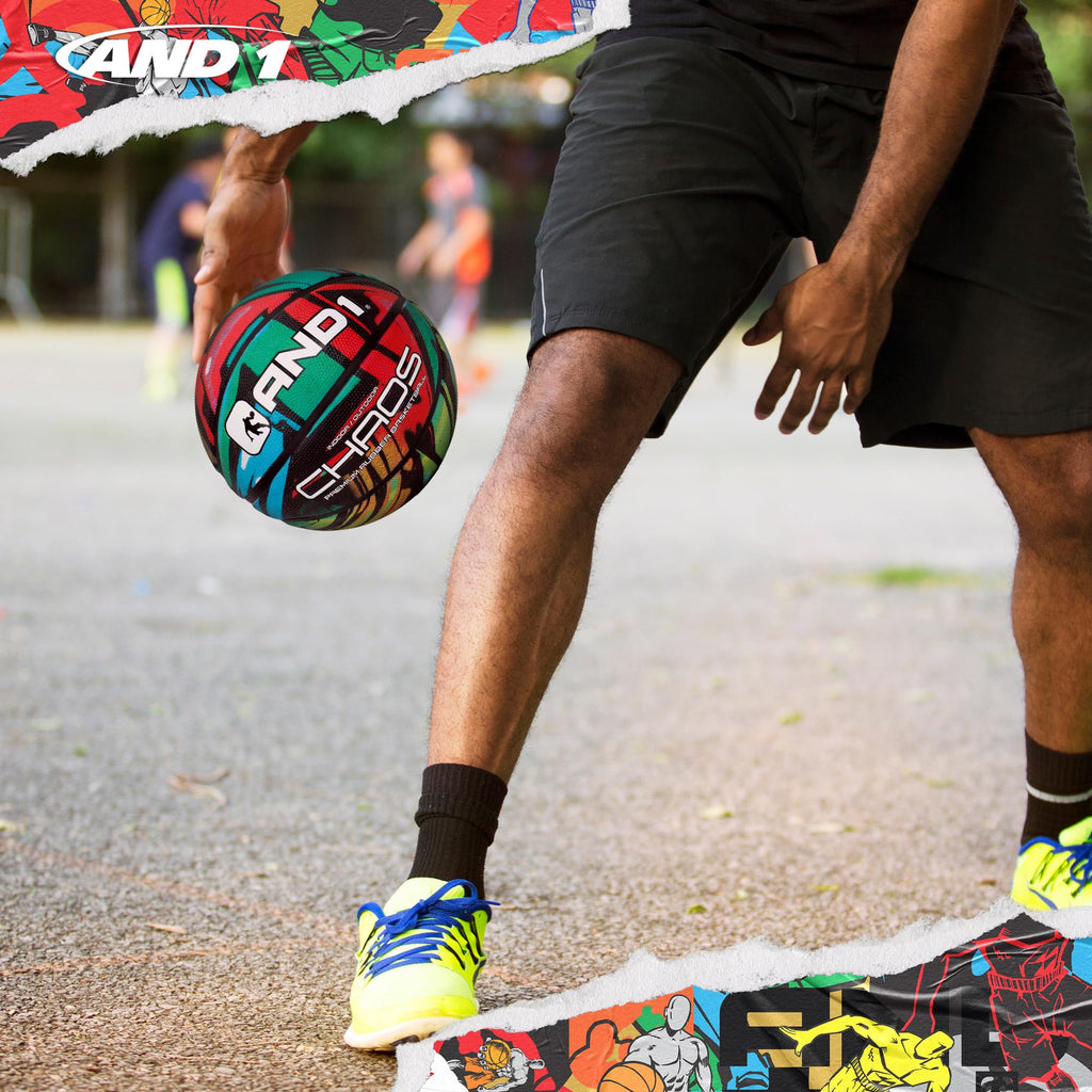 AND1 Chaos Basketball: Official Regulation Size 7 (29.5 inches) Rubber - Deep Channel Construction Streetball, Made for Indoor Outdoor Basketball Game