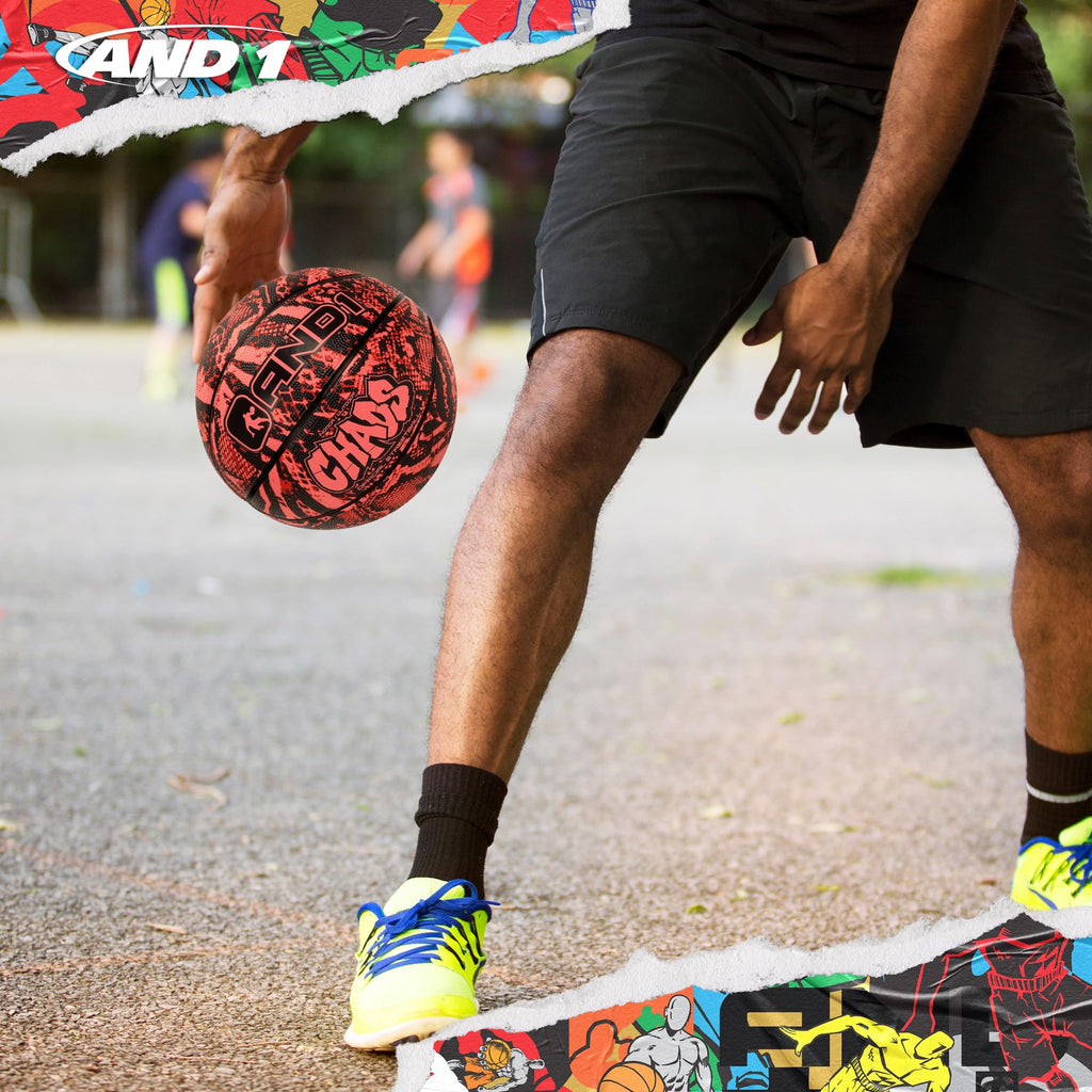 AND1 Chaos Basketball: Official Regulation Size 7 (29.5 inches) Rubber - Deep Channel Construction Streetball, Made for Indoor Outdoor Basketball Game