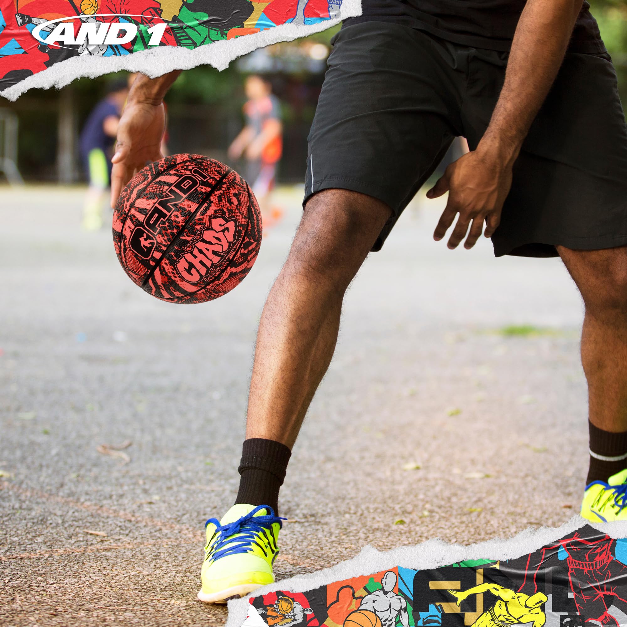 AND1 Chaos Basketball: Official Regulation Size 7 (29.5 inches) Rubber - Deep Channel Construction Streetball, Made for Indoor Outdoor Basketball Game