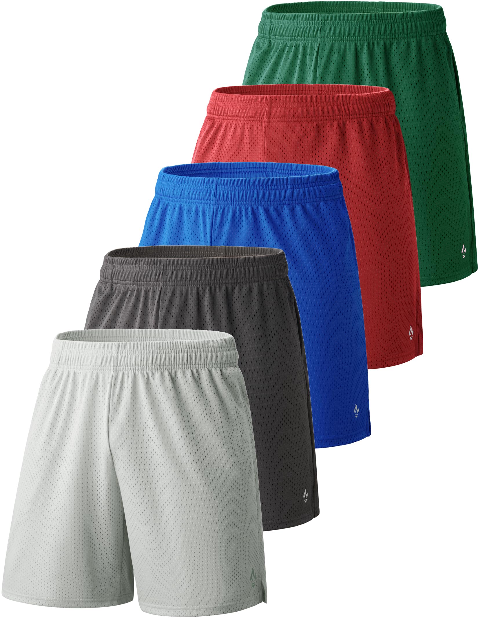 5 Pack Boys Athletic Shorts Mesh Basketball Youth Apparel Kids Sports Active Gear with Pockets