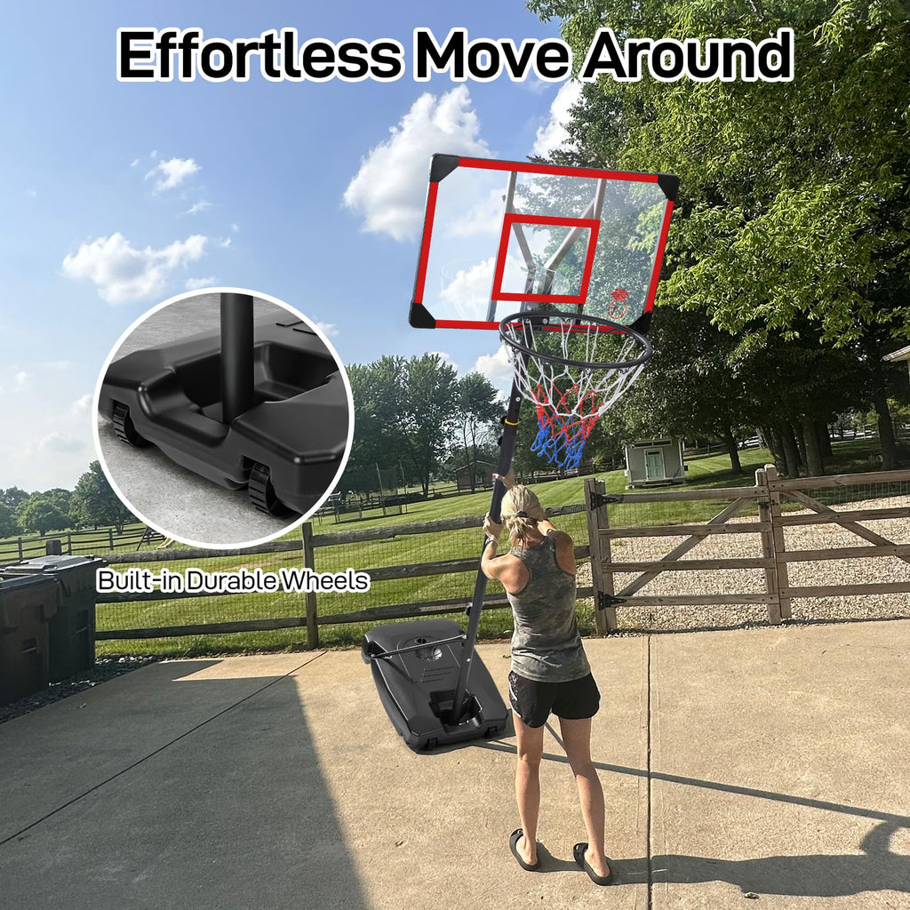 Kids Basketball Hoop Outdoor 4.82-8.53ft Adjustable, Portable Basketball Hoops & Goals for Kids/Teenagers/Youth in Backyard/Driveway/Indoor, with Enlarged Base and PC Backboard
