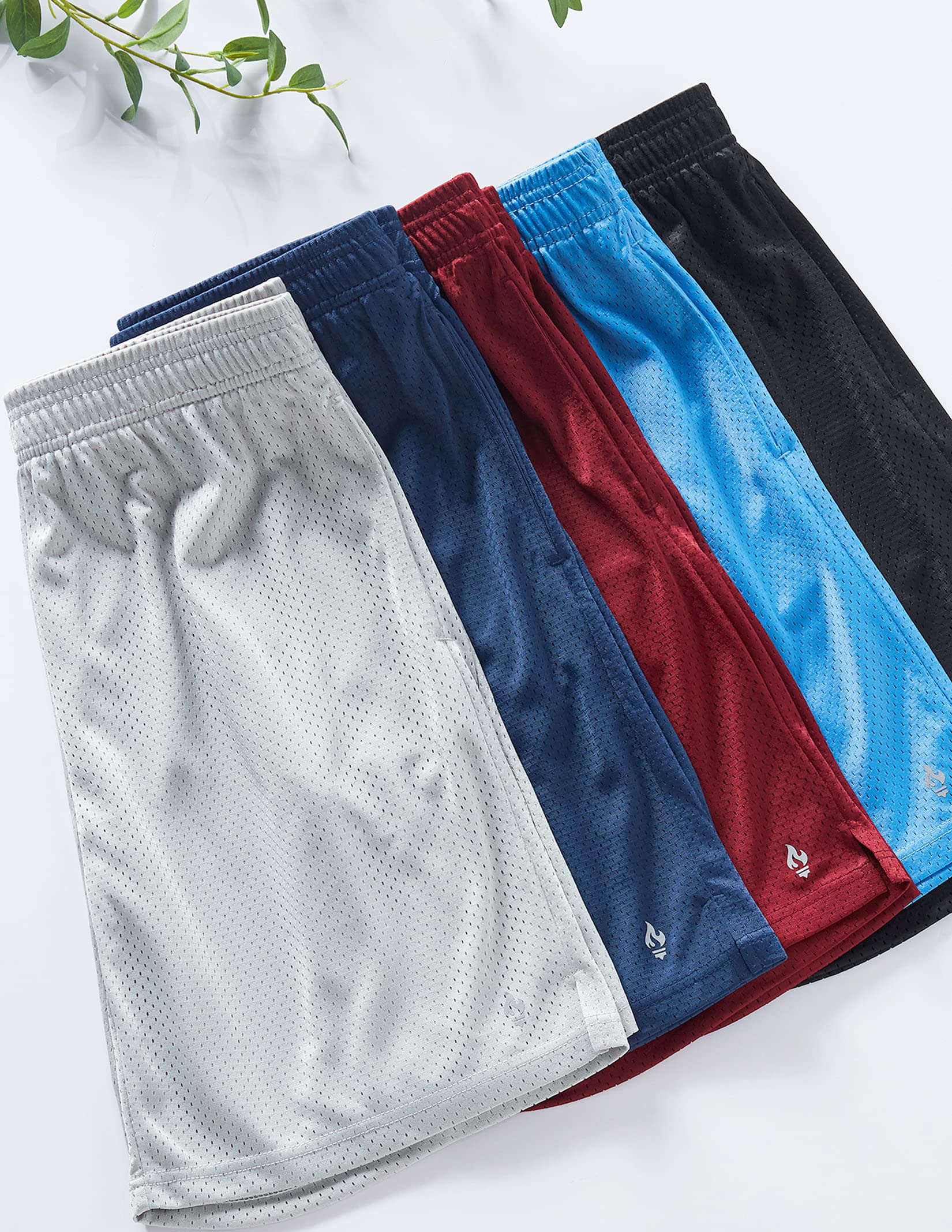 5 Pack Boys Athletic Shorts Mesh Basketball Youth Apparel Kids Sports Active Gear with Pockets