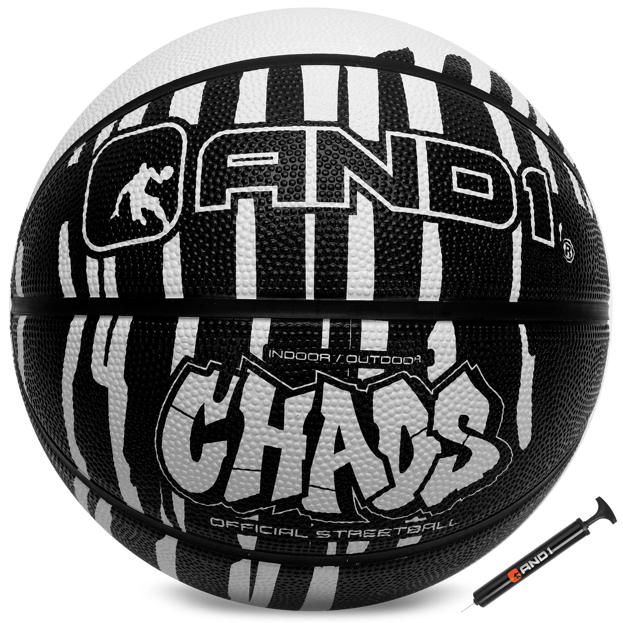 AND1 Chaos Basketball: Official Regulation Size 7 (29.5 inches) Rubber - Deep Channel Construction Streetball, Made for Indoor Outdoor Basketball Game