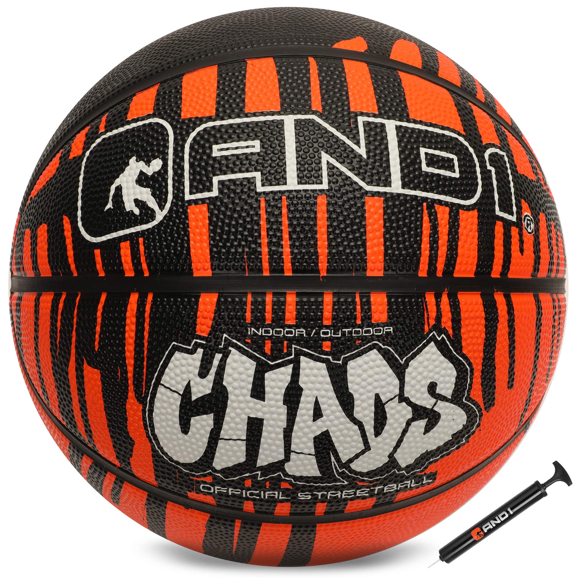 AND1 Chaos Basketball: Official Regulation Size 7 (29.5 inches) Rubber - Deep Channel Construction Streetball, Made for Indoor Outdoor Basketball Game