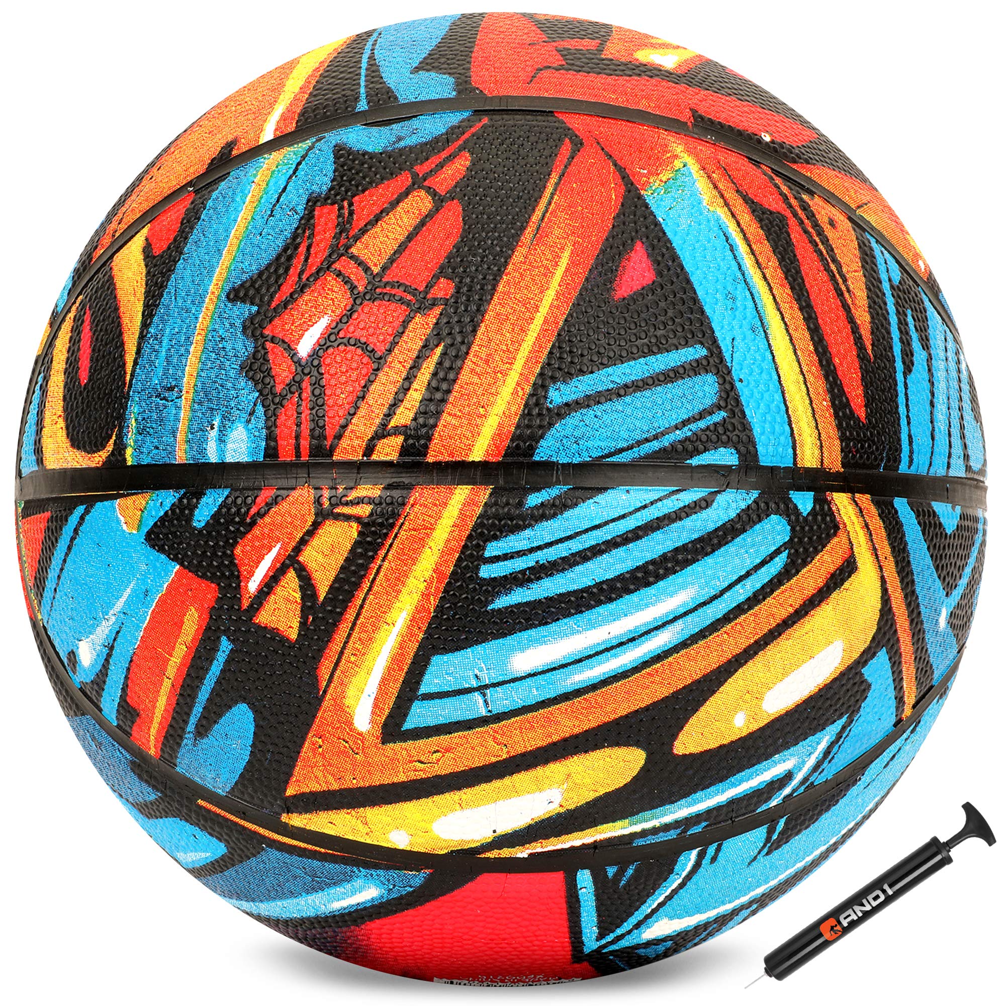 AND1 Chaos Basketball: Official Regulation Size 7 (29.5 inches) Rubber - Deep Channel Construction Streetball, Made for Indoor Outdoor Basketball Game