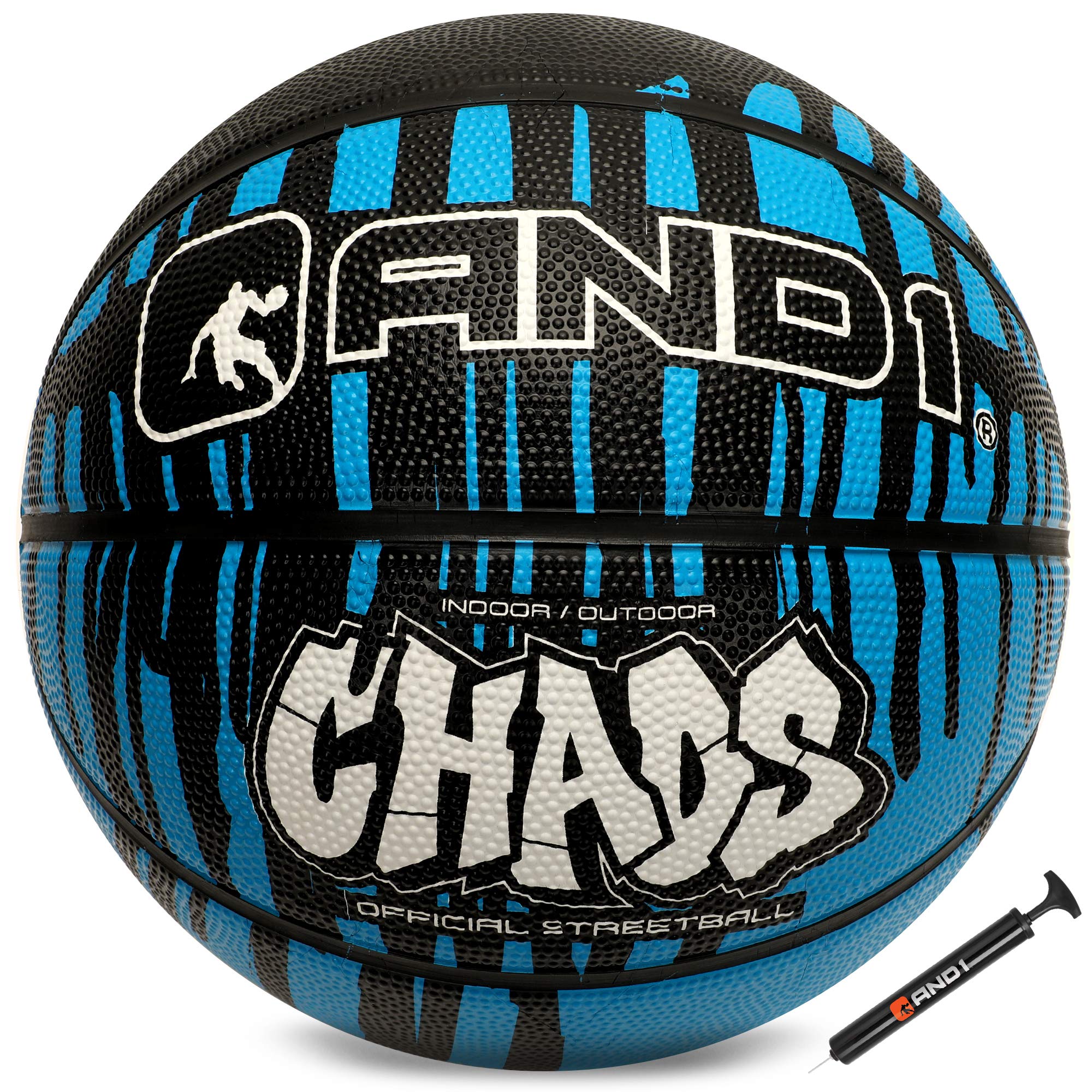 AND1 Chaos Basketball: Official Regulation Size 7 (29.5 inches) Rubber - Deep Channel Construction Streetball, Made for Indoor Outdoor Basketball Game