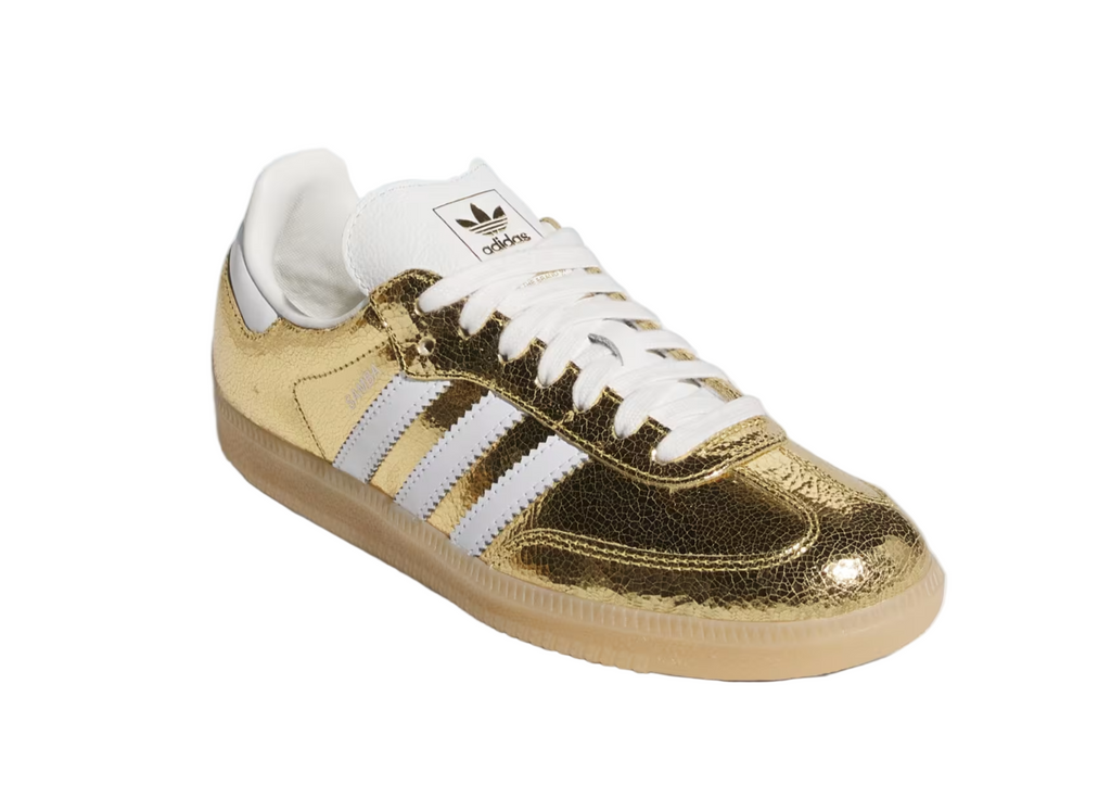 Adidas Samba OG Gold Metallic Cracked Leather (Women's)